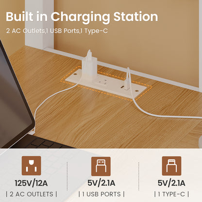 Twin Size Loft Bed with L Shaped Desk and 4 Drawers, Metal Bed Frame with Storage Shelf, Power Outlet and LED Lighted, No Box Spring Needed, Black