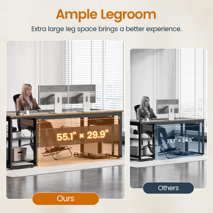 71" Executive Desk with Power Outlets, Modern L Shaped Office Desk with File Drawers and Pegboard, Large Computer Desk, Rustic Brown