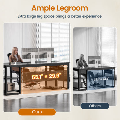 71" Executive Desk with Power Outlets, Modern L Shaped Office Desk with File Drawers and Pegboard, Large Computer Desk, Marble Black